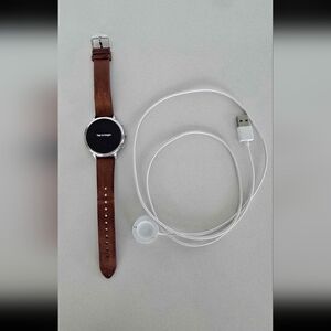 Smartwatch with Brown Leather Strap
